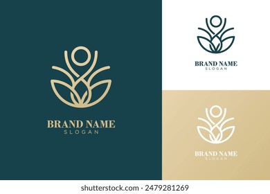 Floral and nature ornament logo symbol template. Minimalist, luxury, royal and elegant logo vector