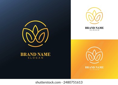 Floral and nature ornament logo symbol template. Minimalist, luxury, royal and elegant logo vector