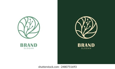 Floral and nature ornament logo symbol template. Minimalist, luxury, royal and elegant logo vector