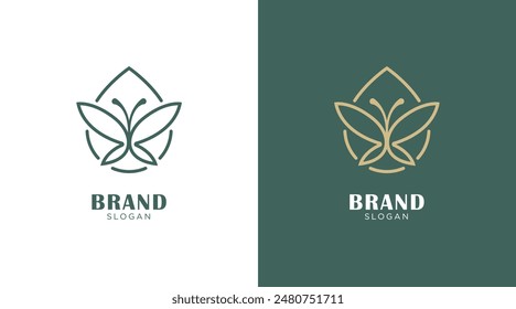 Plantilla de logo de adorno floral y de naturaleza. Minimalista, lujoso, real y elegante logo Vector