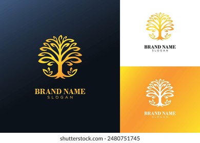 Floral and nature ornament logo symbol template. Minimalist, luxury, royal and elegant logo vector