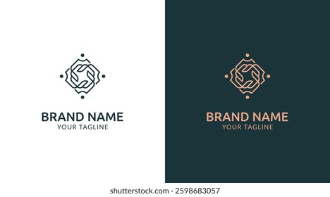 Floral and nature ornament logo symbol template. Minimalist, luxury, royal and elegant logo vector