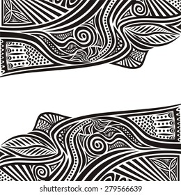 Floral nature pattern background black and white vector illustration