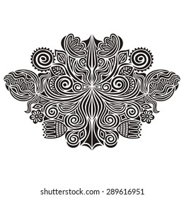 Floral nature pattern background black and white vector illustration