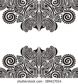 Floral nature pattern background black and white vector illustration