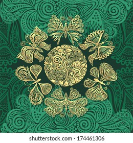 Floral nature pattern background butterflies vector illustration