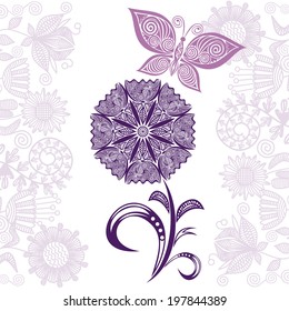 Floral nature pattern background butterfly vector illustration