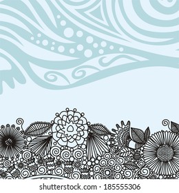 Floral nature pattern background invitation card vector illustration