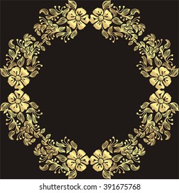 Floral nature pattern card black and gold vector illustration