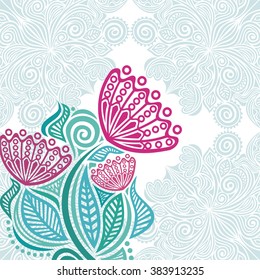 Floral nature pattern card vector illustration