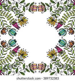Floral nature pattern card vector illustration