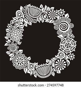 Floral nature pattern frame vector illustration