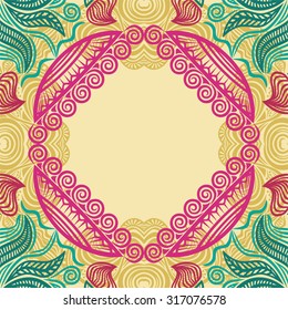 Floral nature pattern frame, vector illustration