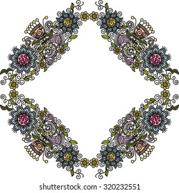 Floral nature pattern frame vector illustration