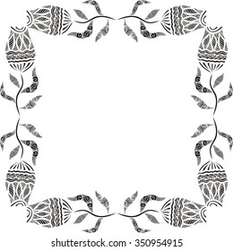 Floral nature pattern frame vector illustration