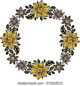 Floral nature pattern frame vector illustration