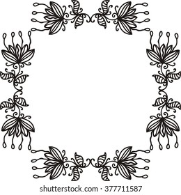 Floral nature pattern frame vector illustration