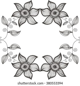 Floral nature pattern frame vector illustration