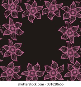Floral nature pattern frame vector illustration