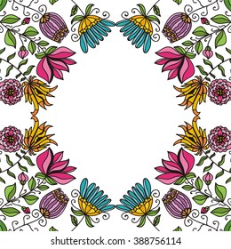 Floral nature pattern frame vector illustration