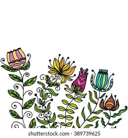 Floral nature pattern frame vector illustration