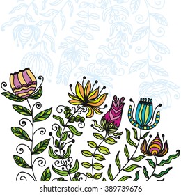 Floral nature pattern frame vector illustration