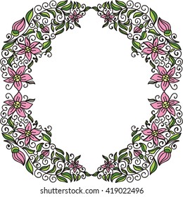 Floral nature pattern frame vector illustration