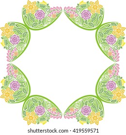 Floral nature pattern frame vector illustration