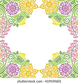Floral nature pattern frame vector illustration