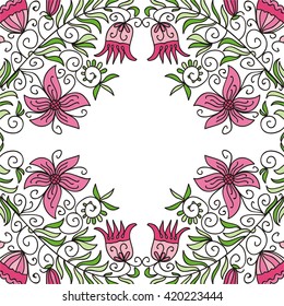 Floral nature pattern frame vector illustration