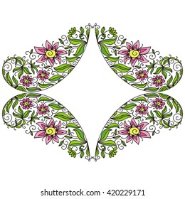 Floral nature pattern frame vector illustration