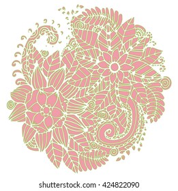 Floral nature pattern round design element vector illustration