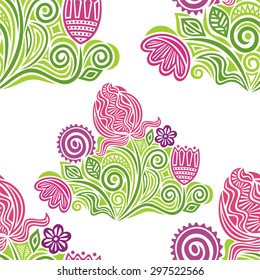 Floral nature pattern seamless background vector illustration