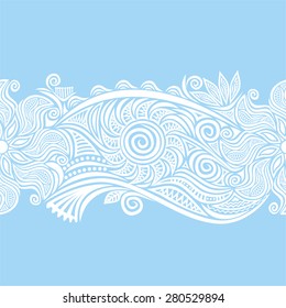 Floral nature pattern seamless border vector illustration