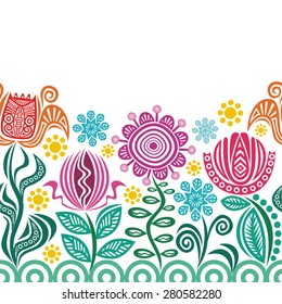 Floral nature pattern seamless border vector illustration