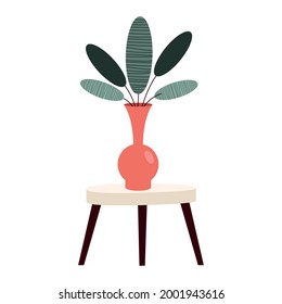 Floral and nature plant inside pot on table on white background