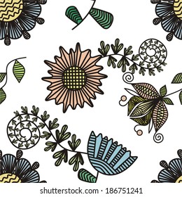 Floral nature seamless pattern background vector illustration
