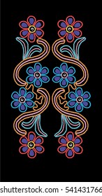 Floral neck embellishment with colorful studs.
