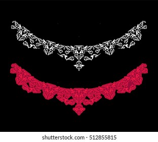 Floral neck embroidery design. Vector illustration.