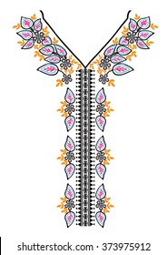 Floral Neck Embroidery for fashion and other uses in vector