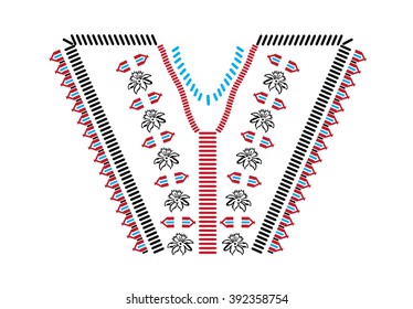 Floral Neck Embroidery for fashion and other uses in vector