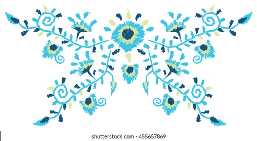 Floral neck embroidery for fashion and other uses in vector