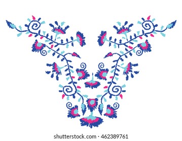 floral neck embroidery for t-shirt graphic and other uses