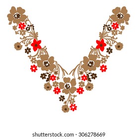 Floral neck embroidery in vector.