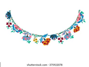 Floral neck embroidery in vector.