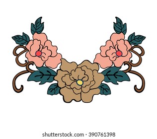 Floral neck embroidery in vector.