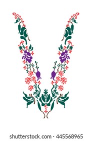 Floral neck embroidery in vector.