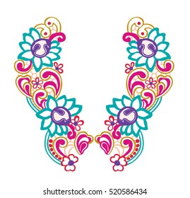 Floral Neck embroidery in vector.