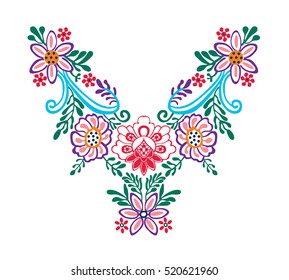 Floral Neck embroidery in vector.