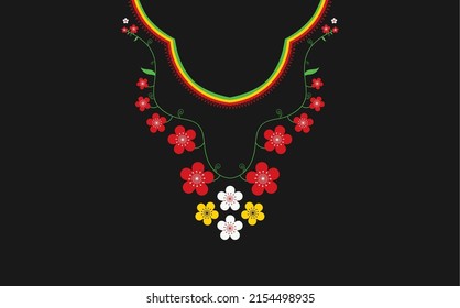 Floral necklace embroidery design for fashion women.,NECKLINE . fashion fabric concept